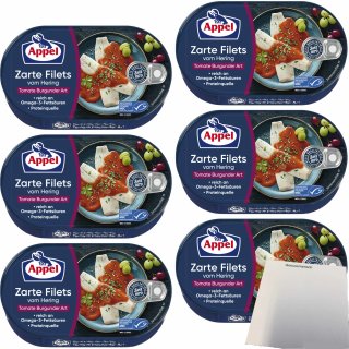Appel Zarte Filets vom Hering Tomate Burgunder Art 6er Pack (6x200g Dose) + usy Block
