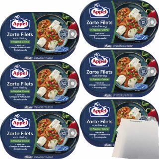 Appel Zarte Filets vom Hering in Paprika-Creme 6er Pack (6x200g Dose) + usy Block