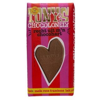 Tonys Chocolonely chocohart Vollmilchschokolade Rose Himbeere (180g Tafel)