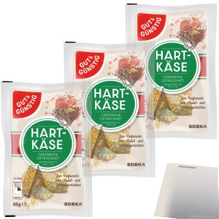 Gut&Günstig geriebener Hartkäse 32% Fett Grated Cheese 3er Pack (3x40g Packung) + usy Block