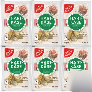 Gut&Günstig geriebener Hartkäse 32% Fett Grated Cheese 6er Pack (6x40g Packung) + usy Block
