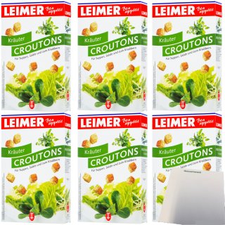 Leimer Croutons Kräuter für Suppen Salate und zum Knabbern 6er Pack (6x100g Packung) + usy Block