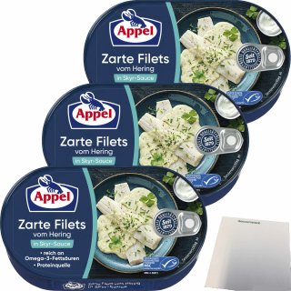 Appel Zarte Filets vom Hering in Skyr-Sauce 3er Pack (3x190g Dose) + usy Block