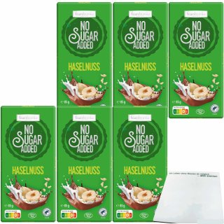 Frankonia Chocolat No Sugar Added Haselnuss Schokolade glutenfrei 6er Pack (6x85g Tafel) + usy Block