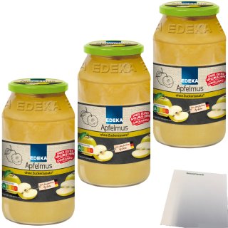 Edeka Apfelmus ohne Zuckerzusatz 3er Pack (3x710g Glas) + usy Block