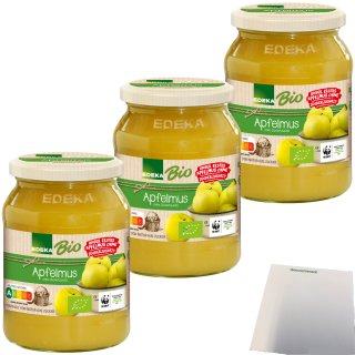 Edeka Bio Apfelmus ohne Zuckerzusatz 3er Pack (3x360g Glas) + usy Block