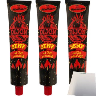 Händlmaier Dijon Senf mit Chili superscharf 3er Pack (3x200ml Tube) + usy Block