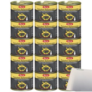 Menzi Tomaten Rahmsuppe mit Tomatenwürfeln 3er Pack (15x200ml Dose) + usy Block