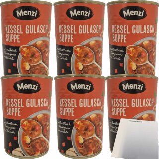 Menzi Kessel Gulaschsuppe mit Rindfleisch 6er Pack (6x400ml Dose) + usy Block