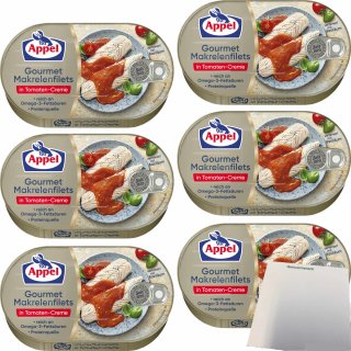 Appel Gourmet Makrelenfilets in Tomaten-Creme 6er Pack (6x200g Dose) + usy Block
