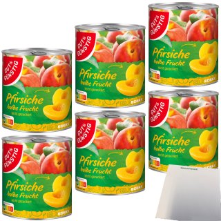 Gut&Günstig Pfirsiche halbe Frucht erntefrisch verarbeitet 6er Pack (6x820g Dose) + usy Block