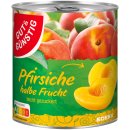 Gut&Günstig Pfirsiche halbe Frucht erntefrisch verarbeitet 6er Pack (6x820g Dose) + usy Block