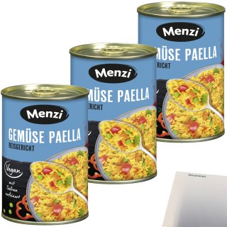 Menzi Gemüse Paella Reisgericht 3er Pack (3x400g Dose) + usy Block