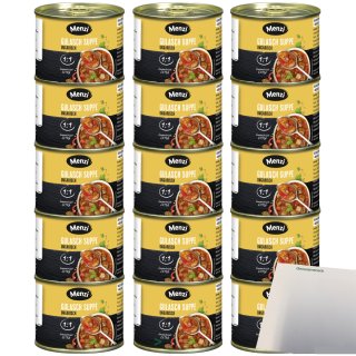Menzi Gulasch Suppe Extra viel Einlage konzentriert 3er Pack (15X200ml Dose) + usy Block