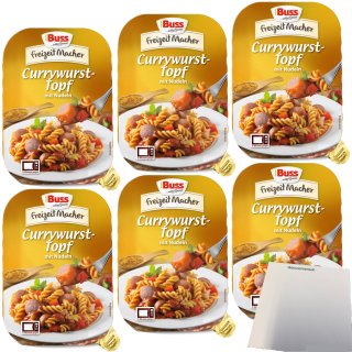 Buss Freizeitmacher Currywursttopf mit Nudeln und Paprika 6er Pack (6x300g Packung) + usy Block