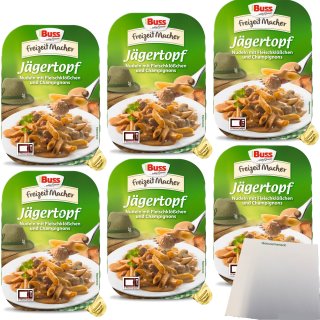 Buss Jägertopf Eiernudeln mit deftigen Fleischklößchen und Champignons in einer feinen Bratensauce 6er Pack (6x300g Packung) + usy Block