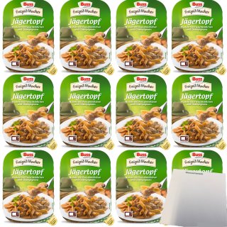 Buss Jägertopf Eiernudeln mit deftigen Fleischklößchen und Champignons in einer feinen Bratensauce VPE (12x300g Packung) + usy Block
