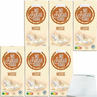 Frankonia Chocolat No Sugar Added Weisse Schokolade glutenfrei 6er Pack (6x80g Tafel) + usy Block