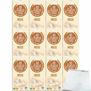 Frankonia Chocolat No Sugar Added Weisse Schokolade glutenfrei 12er Pack (12x80g Tafel) + usy Block