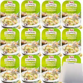 Buss Hähnchenstreifen in cremiger Sauce mit Kartoffeln und feinem Gemüse VPE (12x300g Packung) + usy Block