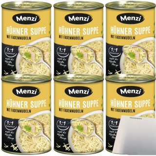 Menzi Hühnersuppe mit Fadennudeln 6er Pack (6x400ml Dose) + usy Block
