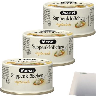 Menzi Suppenklößchen herzhaft mit leichter Einote 3er Pack (3x125g Dose) + usy Block