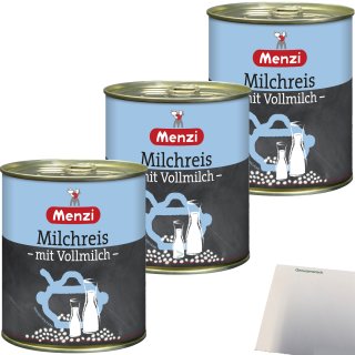 Menzi Milchreis mit Vollmich 3er Pack (3x800g Dose) + usy Block