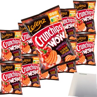 Lorenz Crunchips WOW Paprika & sour Cream geriffelte Kartoffelchips VPE (10x110g Beutel) + usy Block
