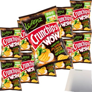 Lorenz Crunchips WOW Jalapeno & Sour Cream geriffelte Kartoffelchips VPE (10x110g Beutel) + usy Block