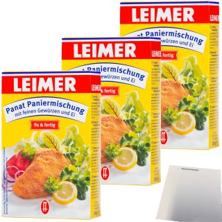 Leimer Panat fix&fertig Paniermischung mit feinen Gewürzen und Ei 3er Pack (3x200g Packung) + usy Block