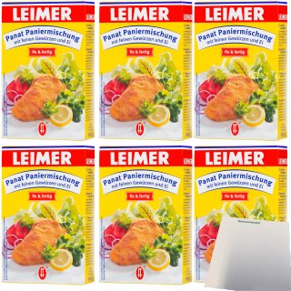 Leimer Panat fix&fertig Paniermischung mit feinen Gewürzen und Ei 6er Pack (6x200g Packung) + usy Block