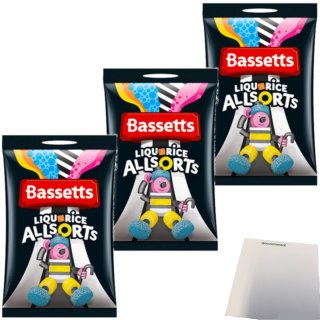 Bassetts englisches Lakritz Konfekt Mischung Liquorice Allsorts 3er Pack (3x1kg) + usy Block