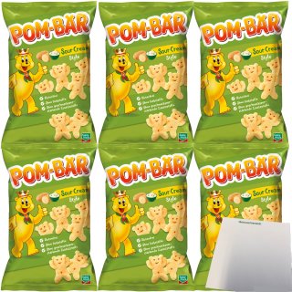 Pom-Bär Sour Cream Kartoffelsnack 6er Pack (6x75g Packung) + usy Block
