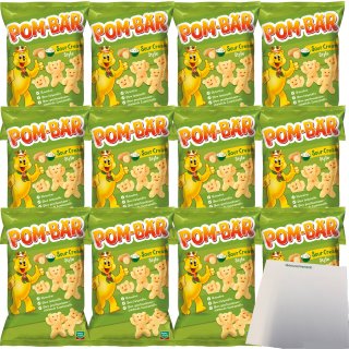 Pom-Bär Sour Cream Kartoffelsnack VPE (12x75g Packung) + usy Block
