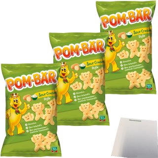 Pom-Bär Sour Cream Kartoffelsnack 3er Pack (3x75g Packung) + usy Block