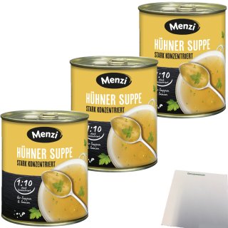 Menzi Hühner Suppe Konzentriert 1:10 3er Pack (3x800g Dose) + usy Block