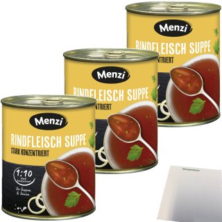 Menzi Rindfleisch Suppe stark konzentriert 1:10 3er Pack (3x800g Dose) + usy Block