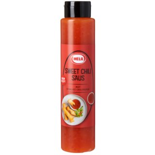 Hela Süße Chilisauce mit Chilischotenstücken (800ml Flasche)
