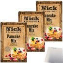 Nick Pancake Mix Backmischung für Pfannkuchen 3er Pack (3x400g Packung) + usy Block
