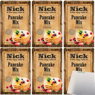 Nick Pancake Mix Backmischung für Pfannkuchen 6er Pack (6x400g Packung) + usy Block