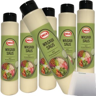 Hela Wasabi-Sauce mit Meerrettich 6er Pack (6x800ml Flasche) + usy Block