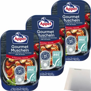 Appel Gourmet Muscheln in Tomaten-Sauce 3er Pack (3x100g Dose) + usy Block