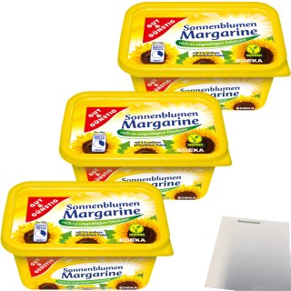Gut&Günstig Sonnenblumenmargarine reich an ungesättigten Fettsäuren 3er Pack (3x500g Packung) + usy Block