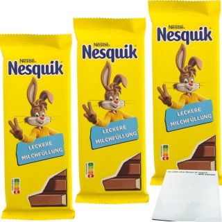 Nesquik Schokoladentafel Milchschokolade mit Milchfüllung 3er Pack (3x100g Tafel) + usy Block