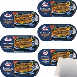 Appel Bratheringe filetiert & goldbraun gebraten in würzigem Aufguss 6er Pack (6x325g Dose) + usy Block