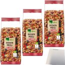 Edeka Bio Beeren Müsli mit 24 % Früchten und Hafer- Roggen- und Weizenvollkornflocken 3er Pack (3x750g Packung) + usy Block