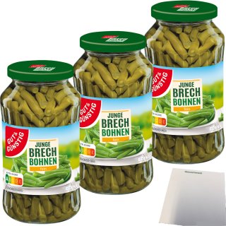 Edeka Brechbohnen fein sortiert geschnitten 3er Pack (3x680g Glas) + usy Block