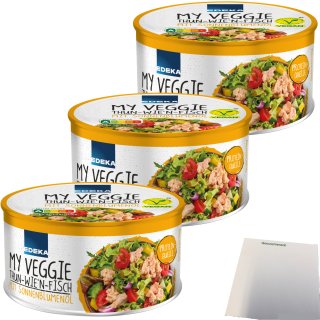 Edeka My Veggie Thun-Wie´n-Fisch mit Brühe und Sonnenblumenöl 3er Pack (3x150g Dose) + usy Block