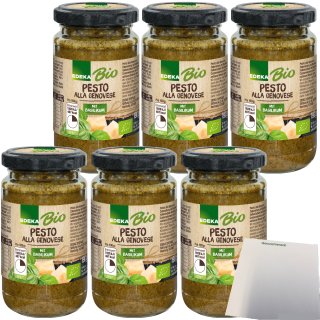 Edeka Bio Pesto alla Genovese mit Basilikum 6er Pack (6x190g Glas) + usy Block