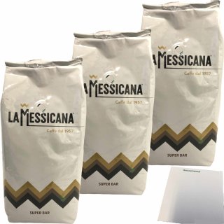 Caffe La Messicana Super Bar 3er Pack (Kaffeebohnen, 3x 1kg Beutel) + usy Block
